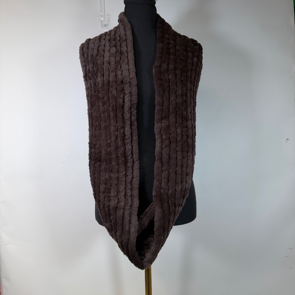 Calvin Klein Brown Faux Fur Infinity‎ Scarf Soft Cozy Neck Warmer NEW